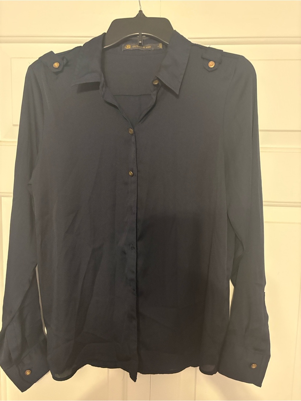 Outback Red Men's Navy Button-Up Shirt with Epaulet Detail